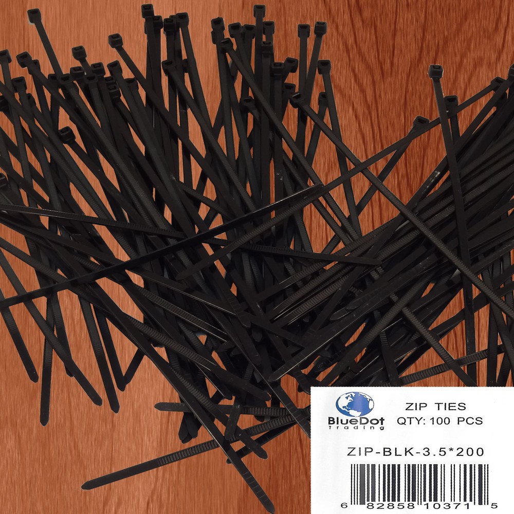 100 Pack PCS 8" inch Network Cable Cord Wire BLACK Tie Strap 40 Lbs Zip Nylon