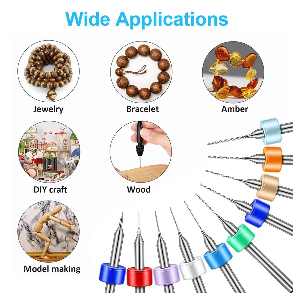 50PCS Carbide Micro Drill Bits Set 0.1-1.0mm PCB Driiling Bit for CNC Engraving