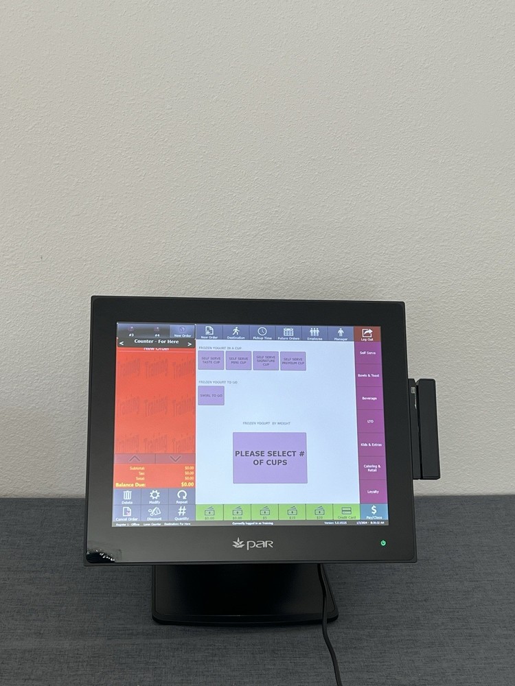 PAR M6150 EverServ 600 Touch Terminal + Customer Display w/Adapter