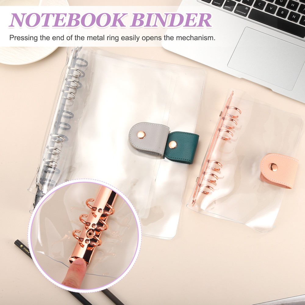 A6 Clear Notebook Binder, 6-Ring Refillable Planner Cover Binder, Gray