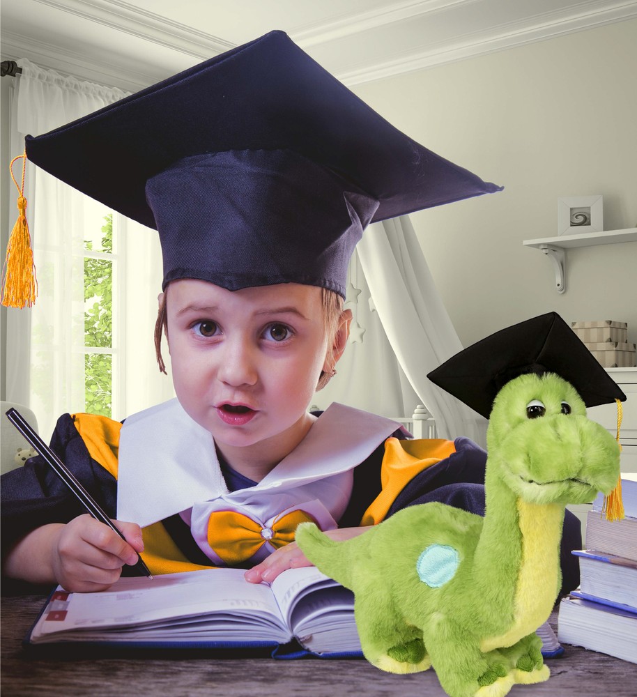 PLUSH GRADUATION - SUPER SOFT PLUSH - GREEN DINOSAUR