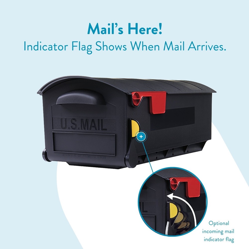 NIB Architectural Mailboxes Patriot Plastic, Large, Post-Mount Mailbox in Black