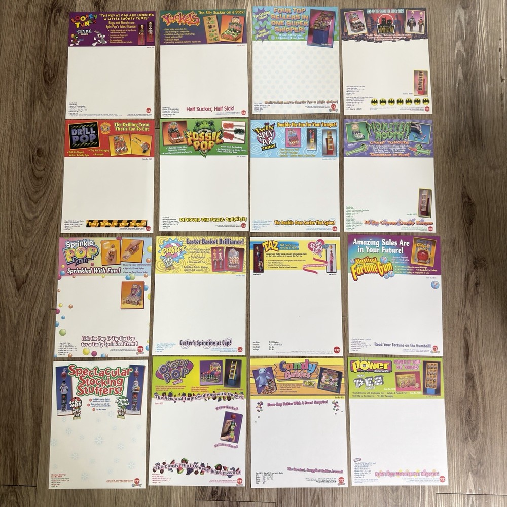1996 Cap Candy Sales Sheets Catalog Lot Pop Store Display Retail Folder