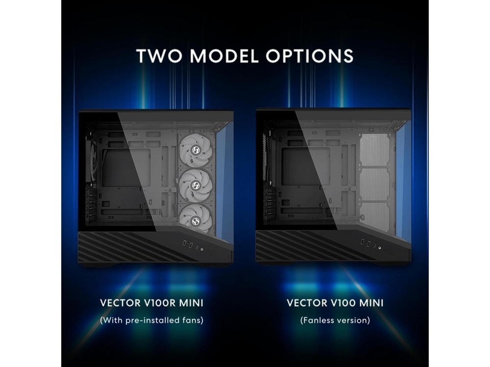 Lian Li VECTOR V100 MINI Micro Form Factor Compact PC Case, Panoramic Tempered G