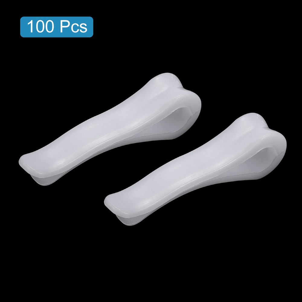 100pcs Durable Plastic Alligator Clip, 1.54" White U Shape