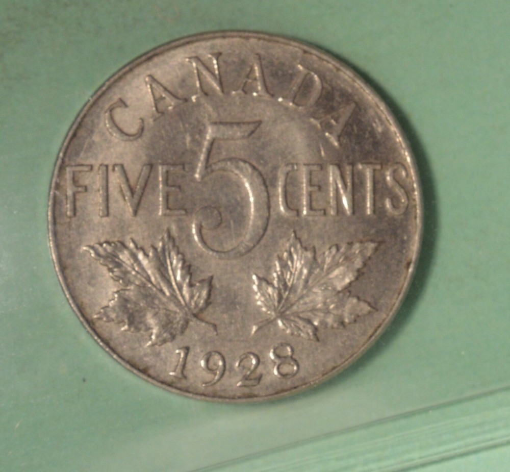 1928 Canada Five Cents - Graded - ICCS MS-62 Serial #XMS-902