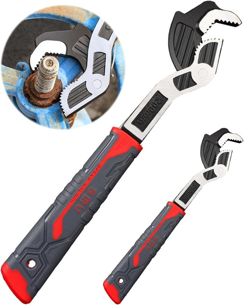 Heavy-Duty Adjustable Self-Locking Pipe Wrench Set, 6" & 10" (2Pcs)