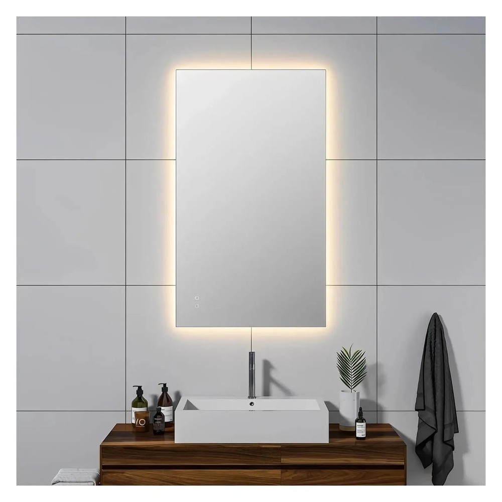 LUXOR LED VANITY SQUARE MIRROR - ADJUSTABLE TEMP. & BRIGHTNESS - 48 x 28