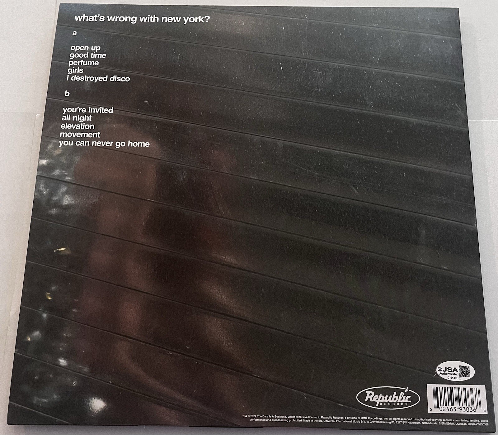 THE DARE SIGNED WHAT'S WRONG WITH NEW YORK? LP VINYL RECORD ALBUM JSA COA