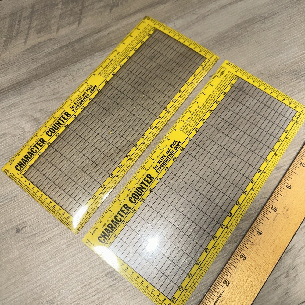 Plastic template character counter For Elite & Pica Typewritten Copy