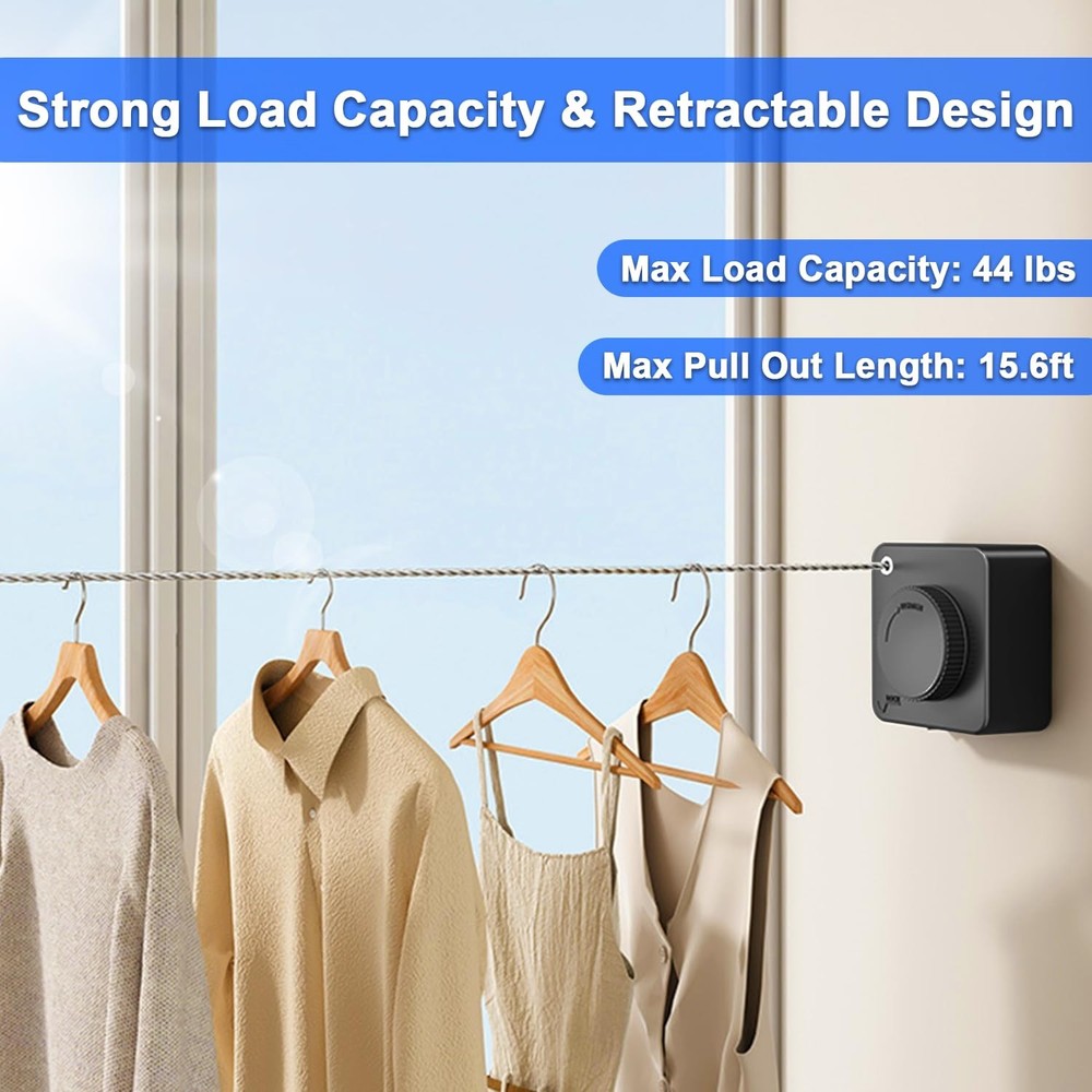 GMOX Compact Mini Retractable Clothesline,Heavy Objects-15.1FT