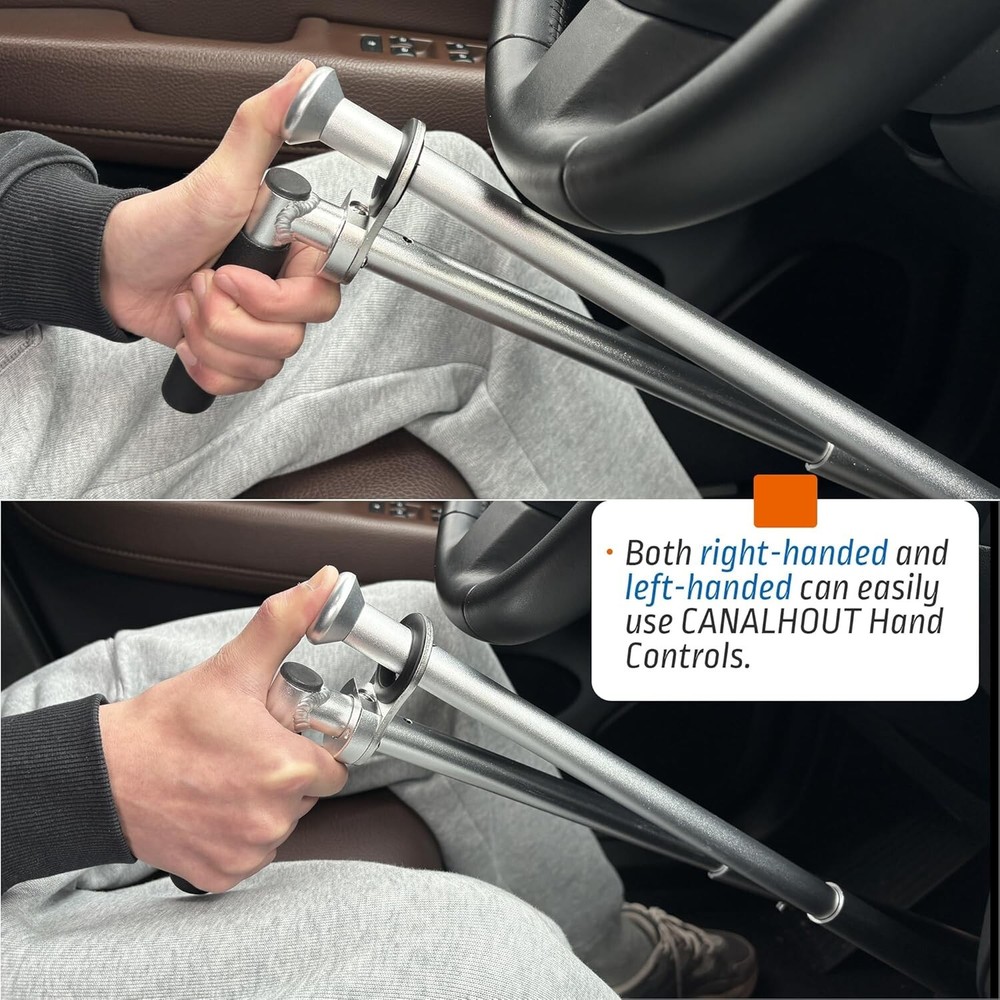 Handicap Driving Hand Controls for Disabled Drivers,Length Adjustable,Silver