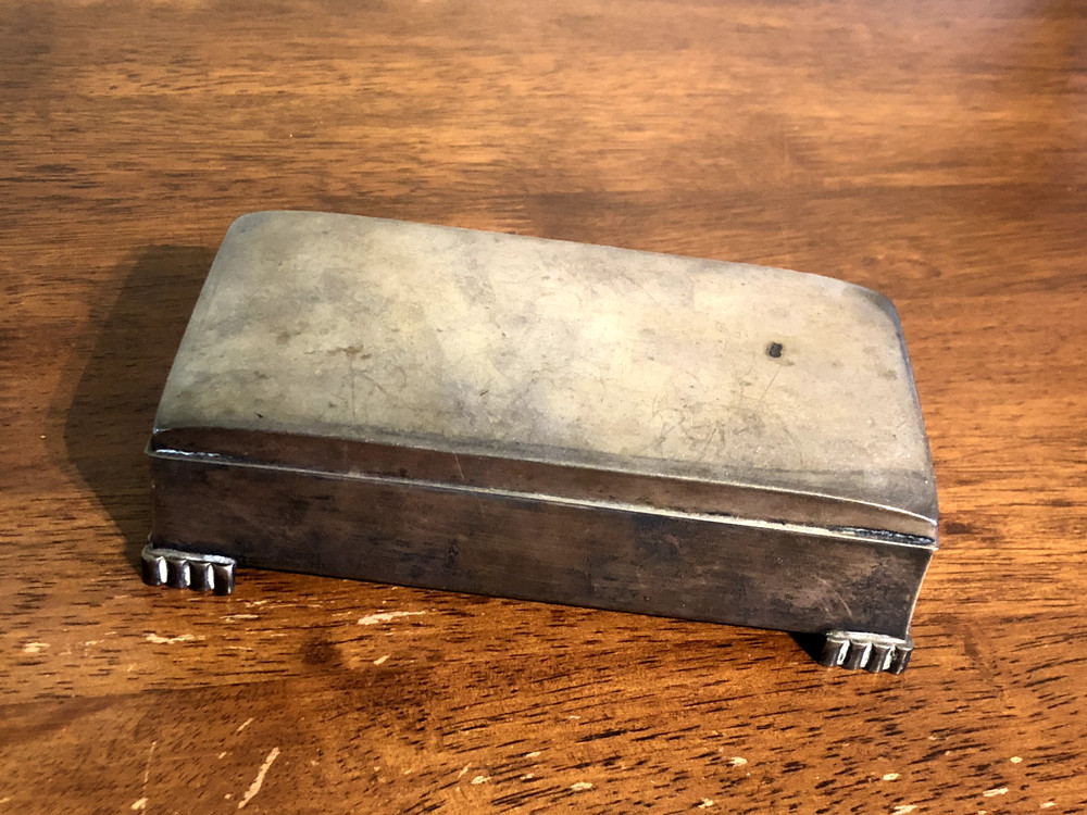Poole footed antique sterling  silver jewelry box.