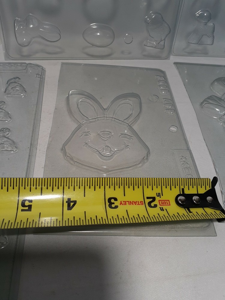6 pieces, Easter Spring Chocolate Soap Molds, Plastic, Eggs, Chicks, Lamb Bunny,