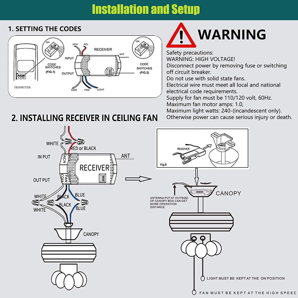 Replacement Ceiling Fan Remote Control for Harbor Breeze Hampton