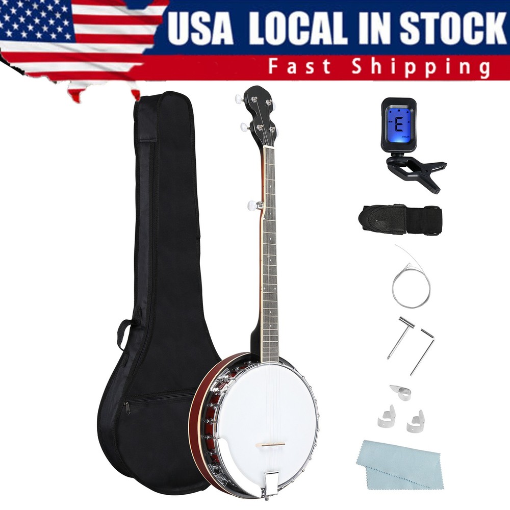 Full Size 5 String Banjos Set with Closed Solid Sapele Back Premium Neck