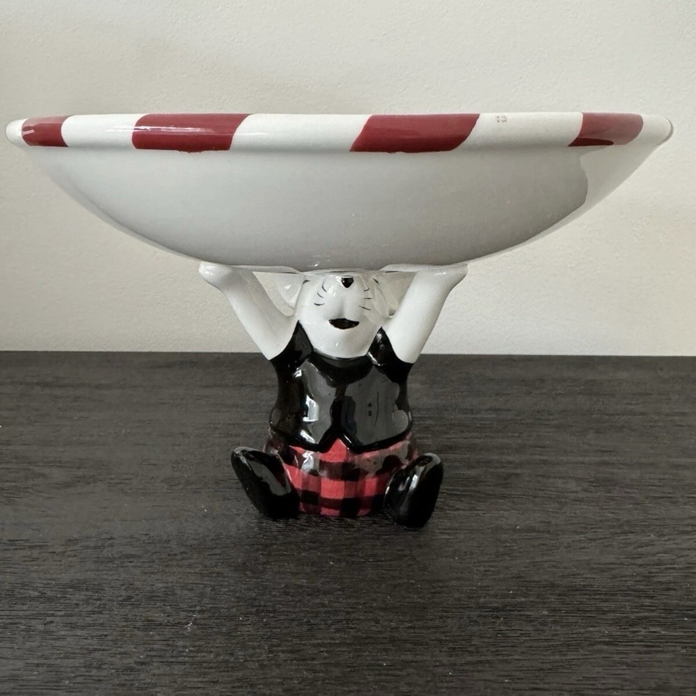 Studio Nova Vintage Footed Mouse Compote 8” Santa’s Little Helpers Candy Dish