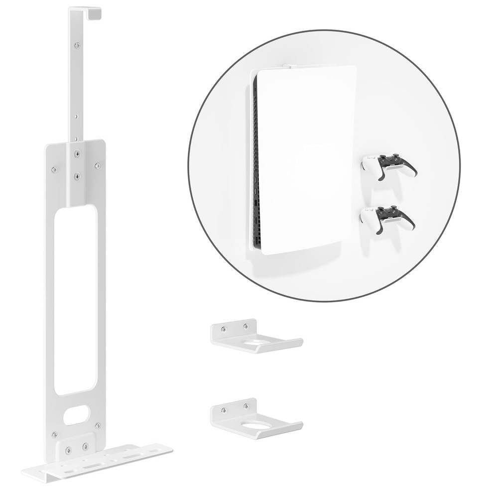 Upgraded Adjustable Console Holder Wall Mount for PS5: Black Gaming Stand for Pl