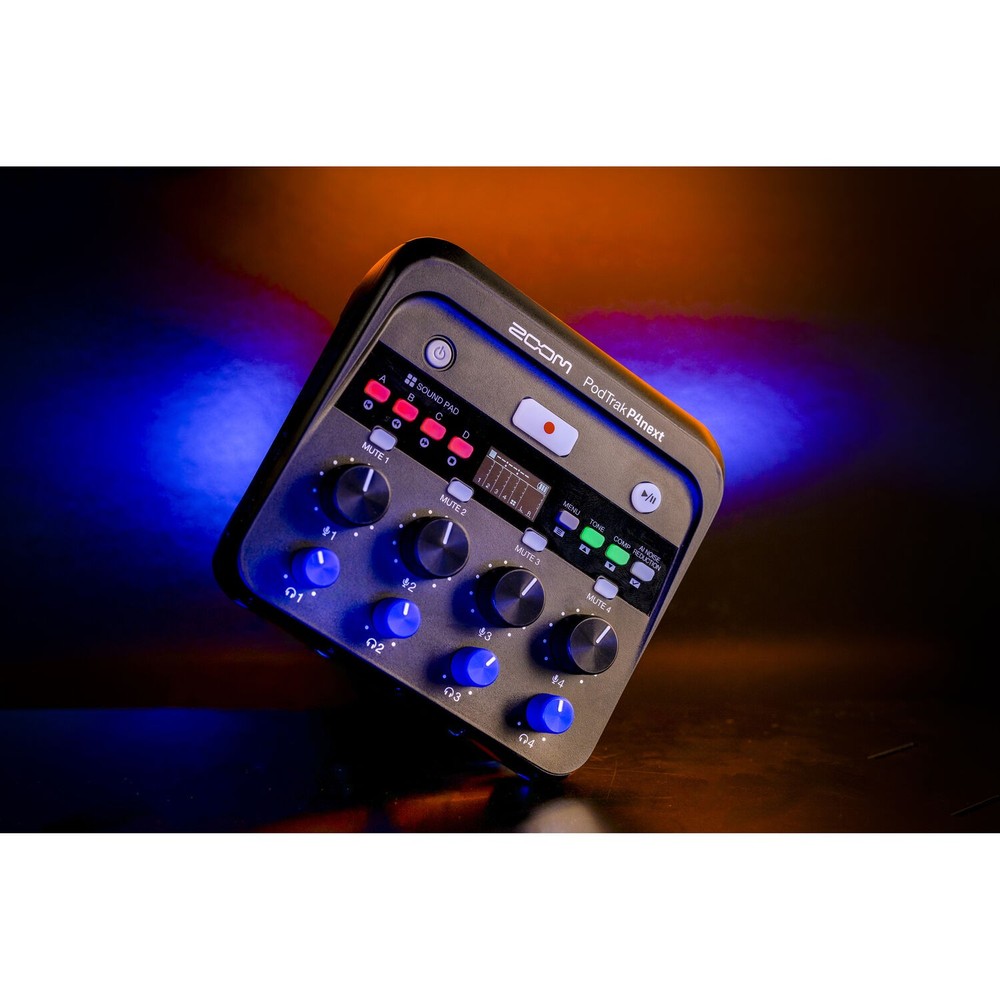 Zoom PodTrak P4next Podcast Recorder, Battery Powered, 4 Microphone Inputs, 4