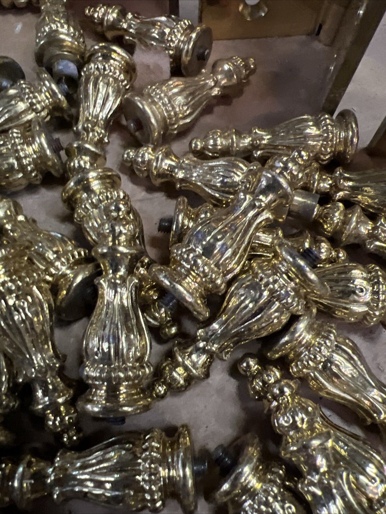 Antique Polished Brass Hinge Finials.
