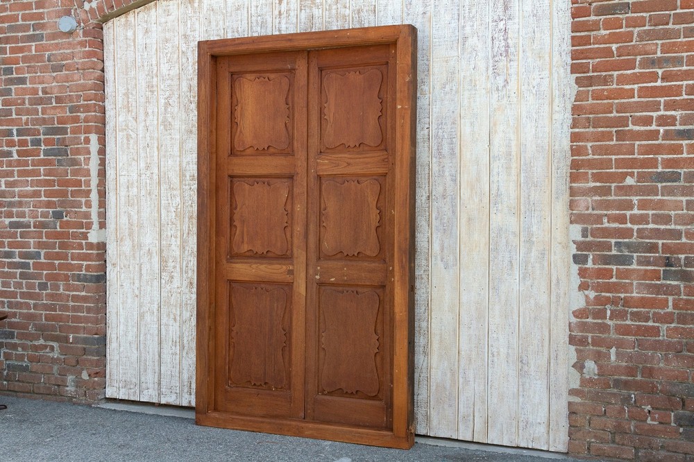 Antique British Colonial Teak Doors with Frame