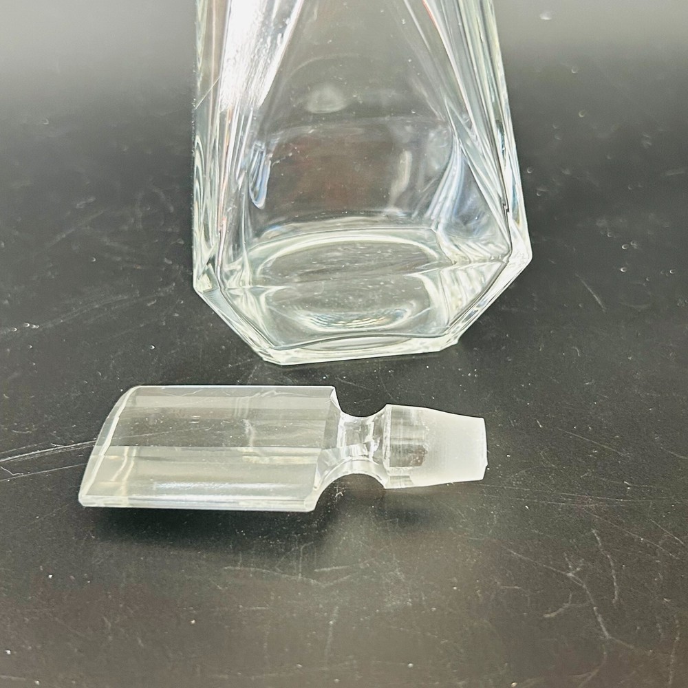 Beveled Clear Glass Perfume Bottle With Stopper 6.5"