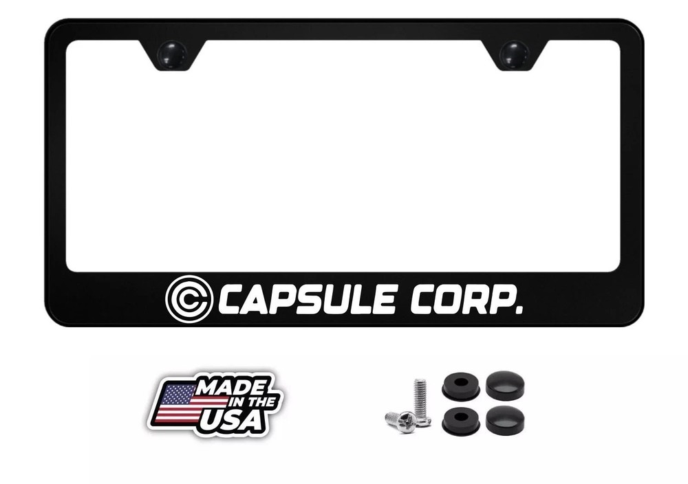 Capsule Corp Black Stainless Steel License Plate Frame