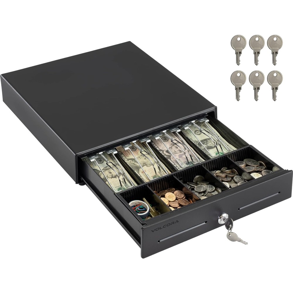 Durable Electronic Cash Register Drawer - 4 Bill & 5 Coin Storage Options