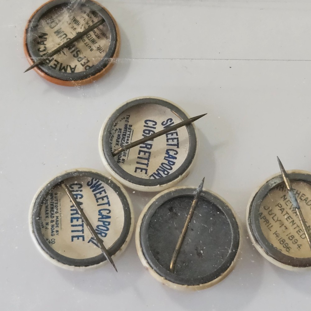 10 Different Vintage Cigarette Premium Pinback Buttons States