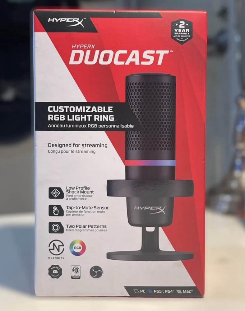 HyperX DuoCast ® RGB USB Condenser Microphone for PC, PS5, PS4, Mac, Low-profile