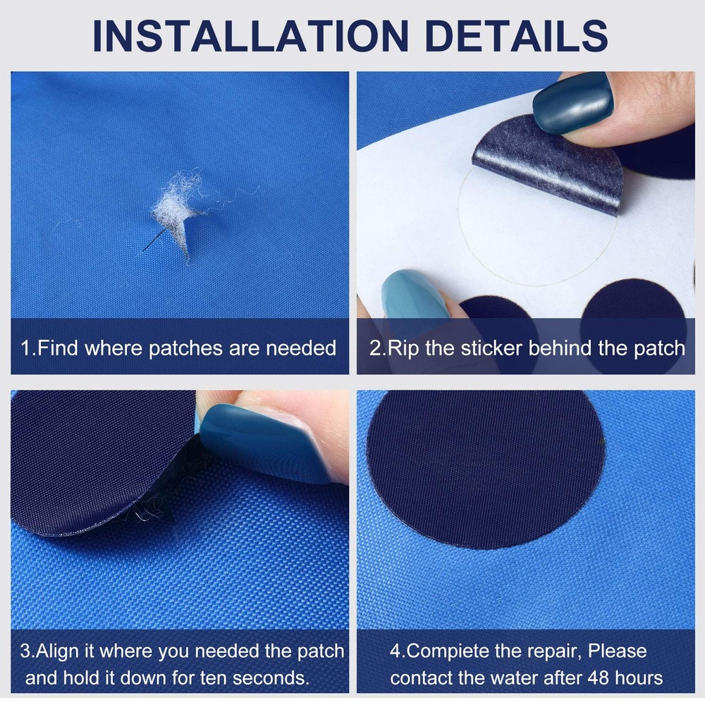 8 Sheets Down Repair Patch Fabric Patches Self-Adhesive Washable Medium, Blue