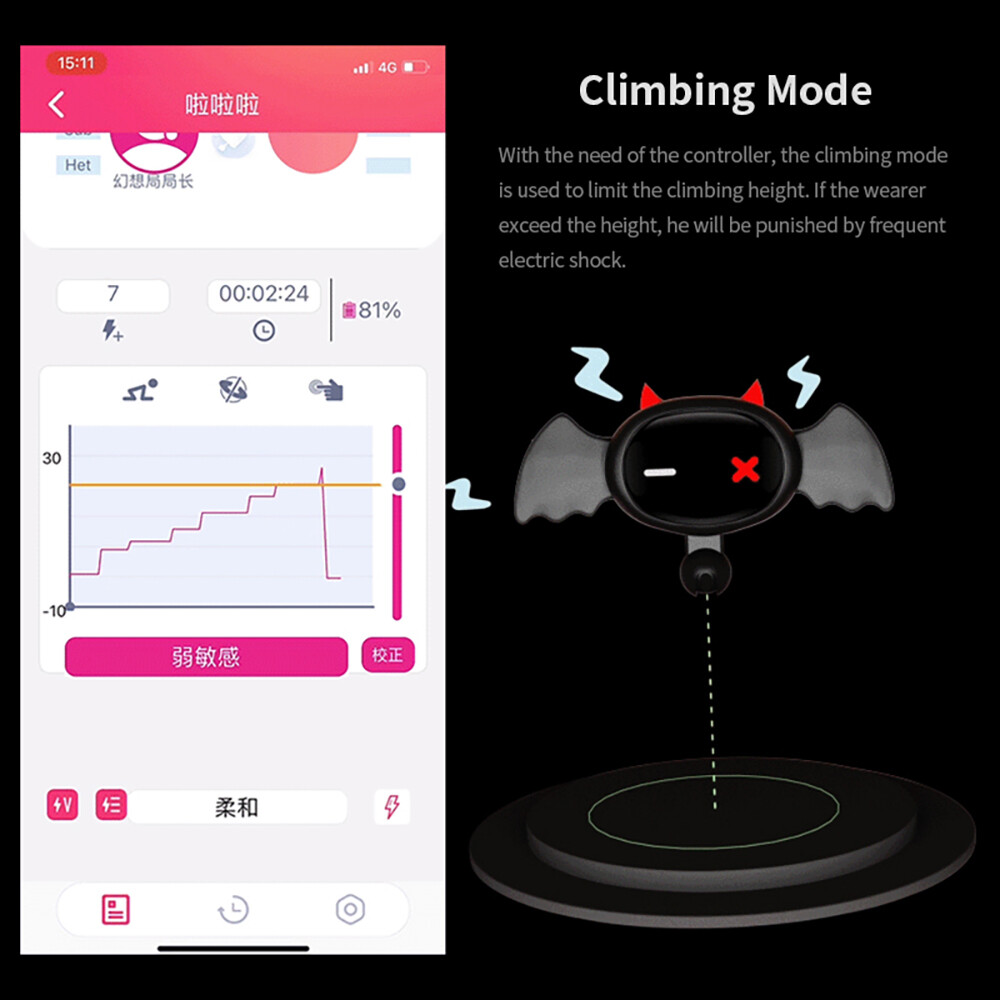 Electro Collar Electric-Stim Devil App Remote Control Bondage Neck Collar Shock