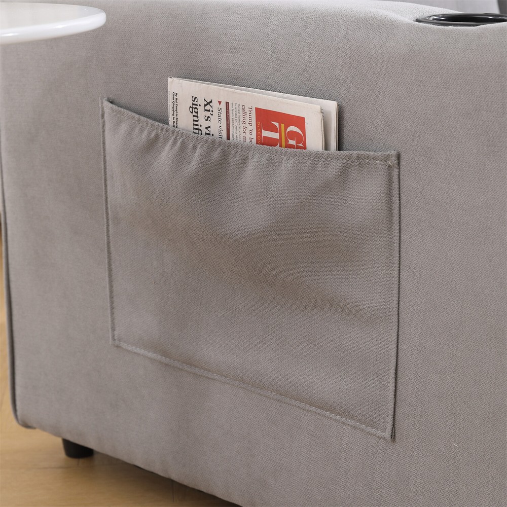 Convertible Sofa Bed Loveseat Futon Sofa Couch w/ Pull-Out Bed Light Gray