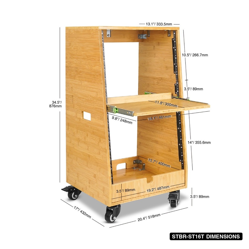 Sound Town DIY Solid Carbonized Bamboo 16U Studio Rack (8U + 8U ) (STBR-ST16T)