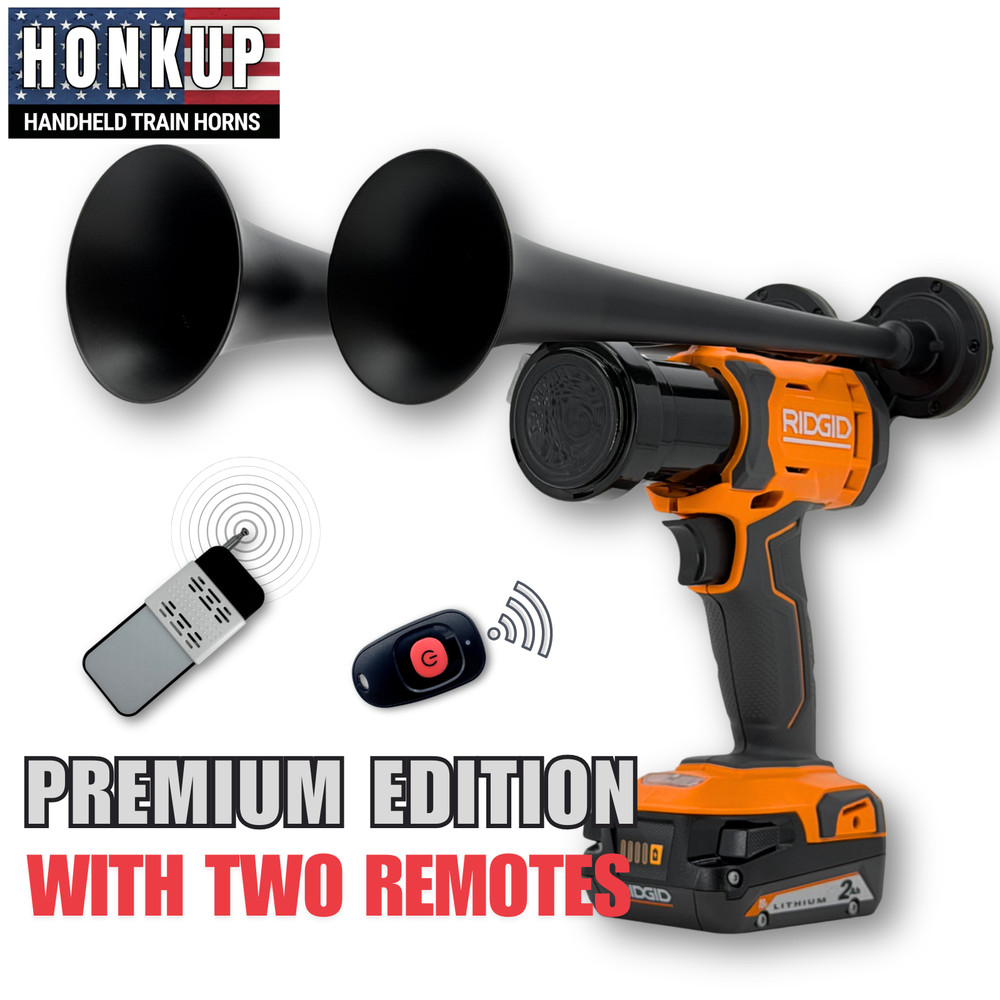 Premium Ridgid Impact Handheld Train Horn | Full Kit + Two Remote Controls
