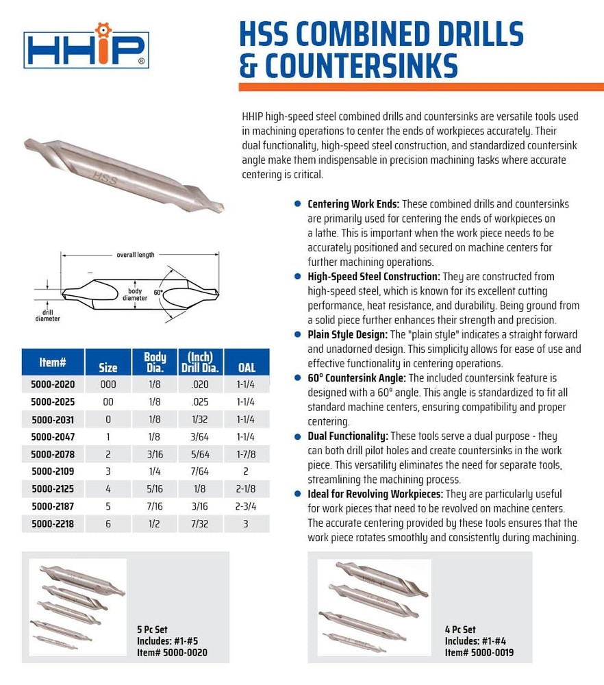 High Speed Steel Drill and Countersink Tool