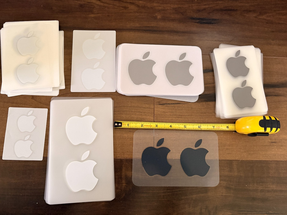 Apple Stickers OEM White Black Grey (Small, Med, Large)
