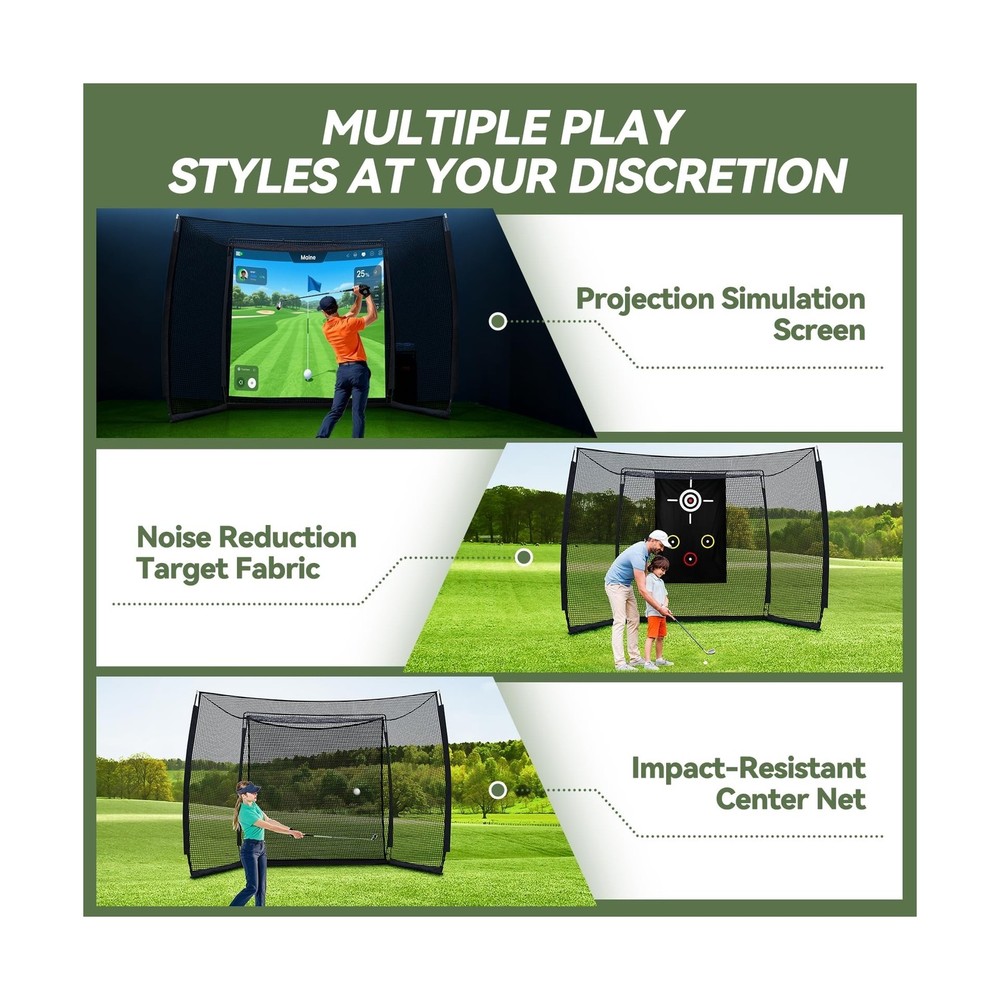 Golf Practice Hitting Net with HD Simulator Screen and Target Cloth, 10x8 FT ...