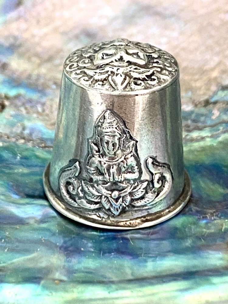 Vintage Siam Sterling Silver Buddha Religious Thimble