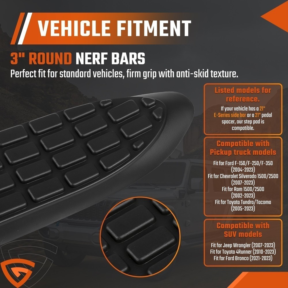 Replacement Step Pad for 3" Round Nerf Bars - Set of
