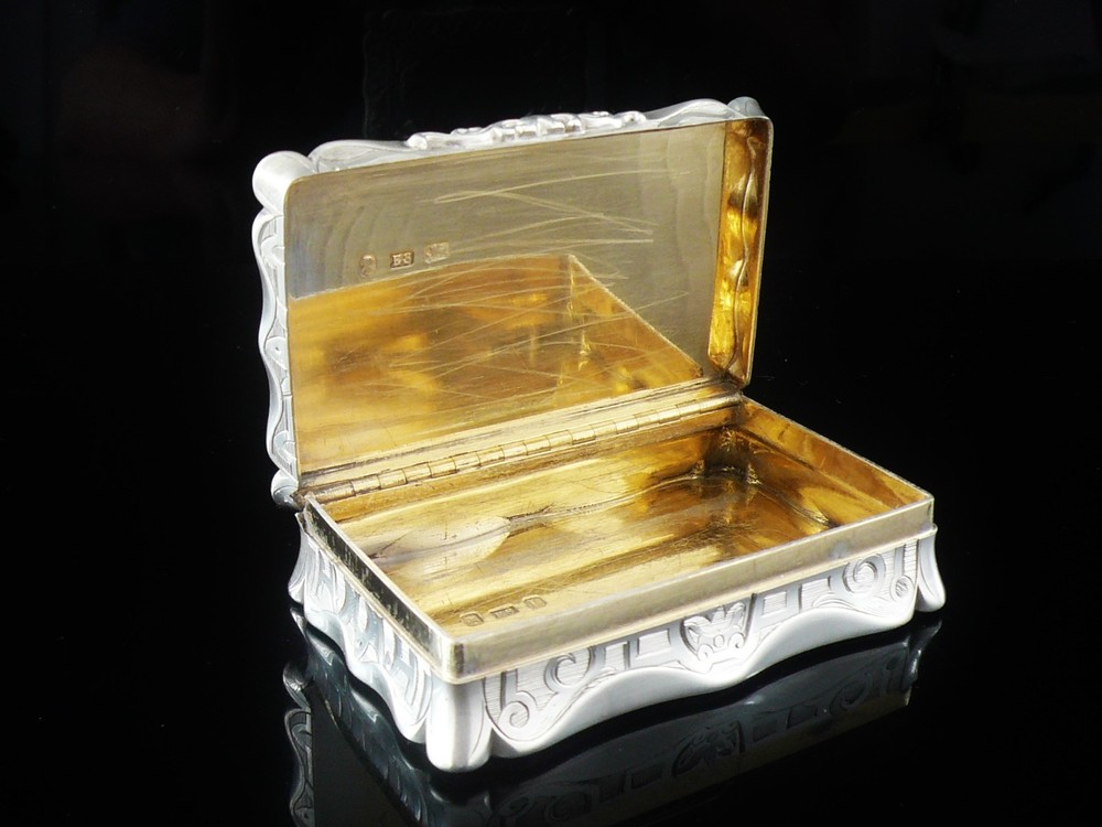Sterling Silver Snuff Box, Edward Smith, Birmingham Antique 1860