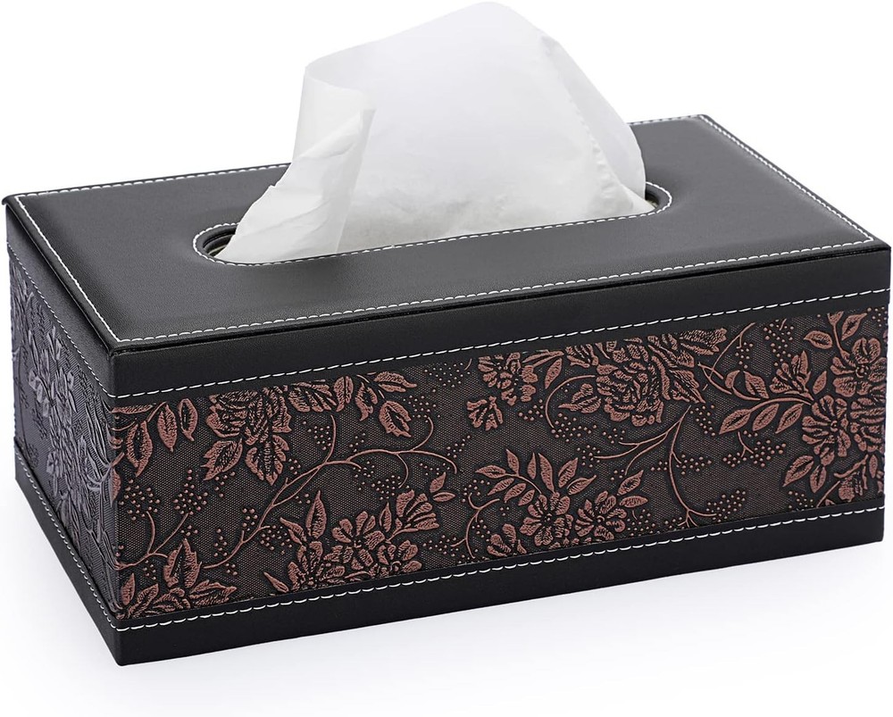 Rectangular Tissue Holder with Magnetic Closure - High-Quality Faux Leather