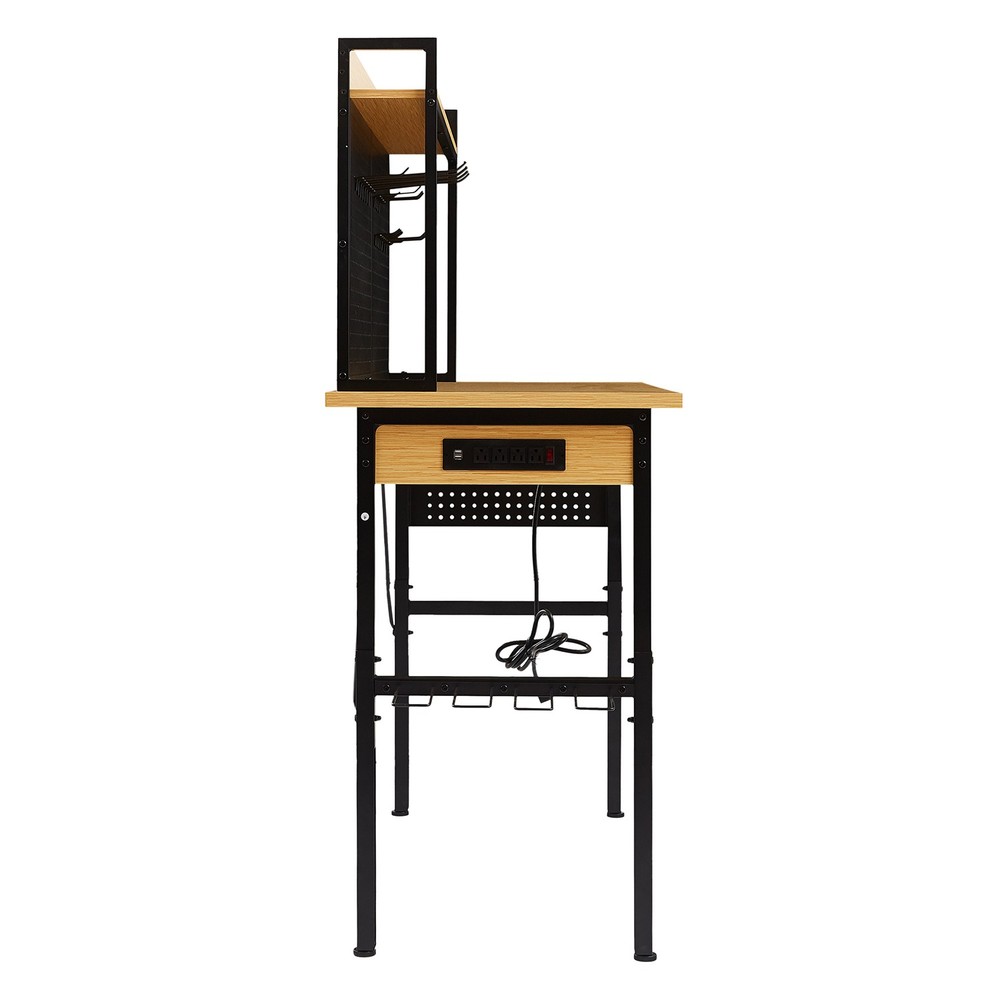 48''Adjustable Workbench w/pegboard,Heavy Duty Wooden Desktop Workbench w/Wheels