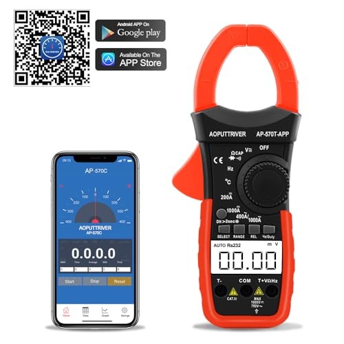 Digital Clamp Meter AC DC Amp Meter with 570CAPP(Bluetooth Clamp Meter)