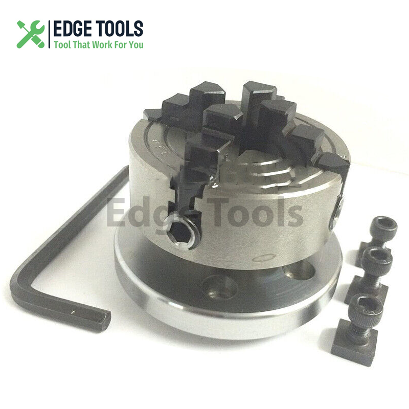 New Tilting Rotary Table 4"(100mm) + 70mm Independent Chuck 4 Jaws EDGE TOOLS