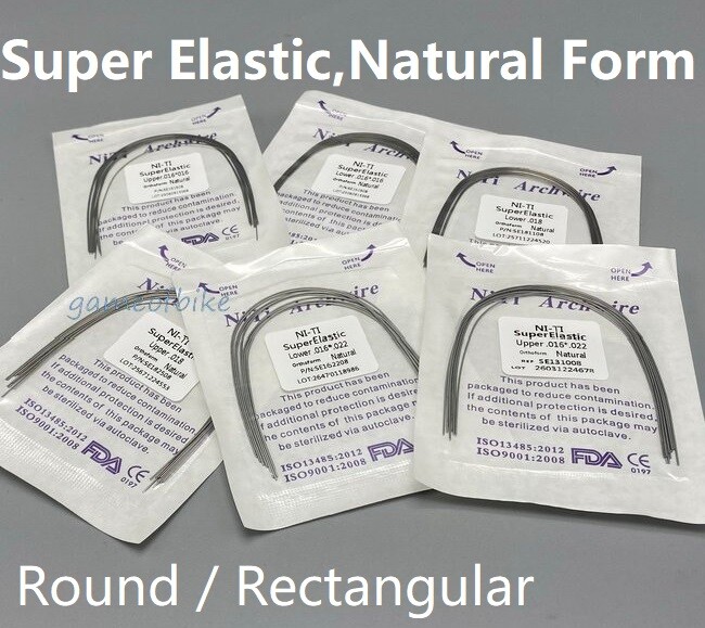 Dental Niti Orthodontic Arch Wire Super Elastic Round Rectangular Natural Form