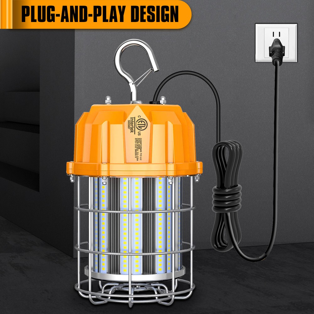 80W LED Temporary Work Light Fixture 100-277VAC High Bay Construction Work Light