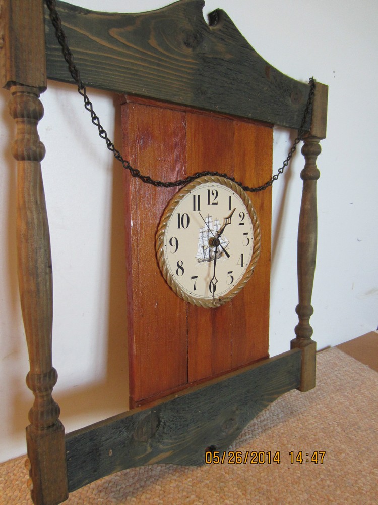 NAUTICAL COLONIAL WOOD & ROPE TALL SHIP CLOCK