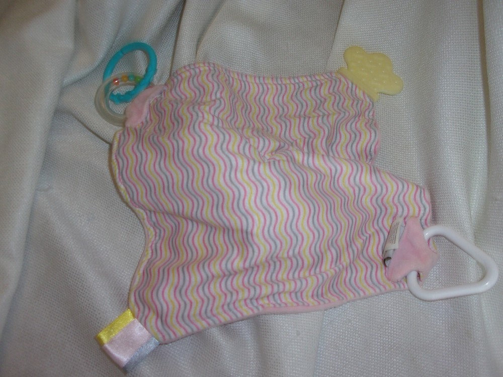 Stephan Baby Pink Elephant Lovey Security Blanket Embroidered Teether Velour 9"