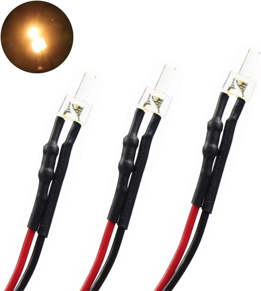 20pcs Pre Wired 2mm Warm White Led Lamp Light Set 12V ~ 18V for Train Layout
